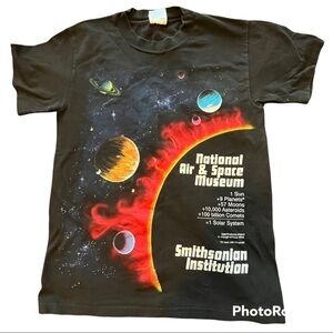VINTAGE Smithsonian Institute Space Planet Graphic Tee Single Stitch 90s Size S
